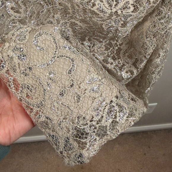 Calvin Klein Sequin One Shoulder Dress Size 6 Beige Silver Party Holiday Event - Picture 8 of 10